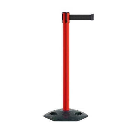 MONTOUR LINE Stanchion Belt Barrier Rubber Base Red Post 11ft.Black Belt MSR630-RD-BK-110